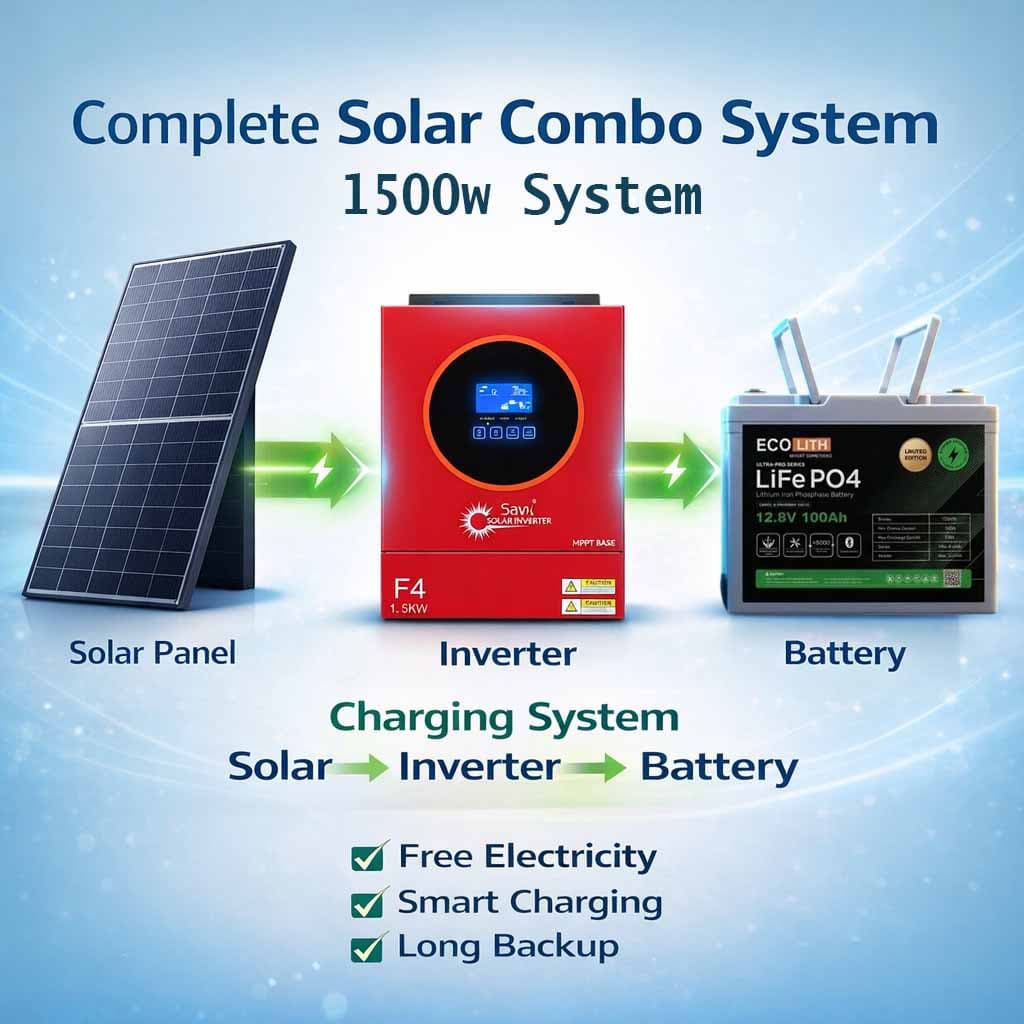1.5kW Hybrid Off-Grid - 12.8v 100ah Lithium Battery- Jinko 625W×2 Solar Panel